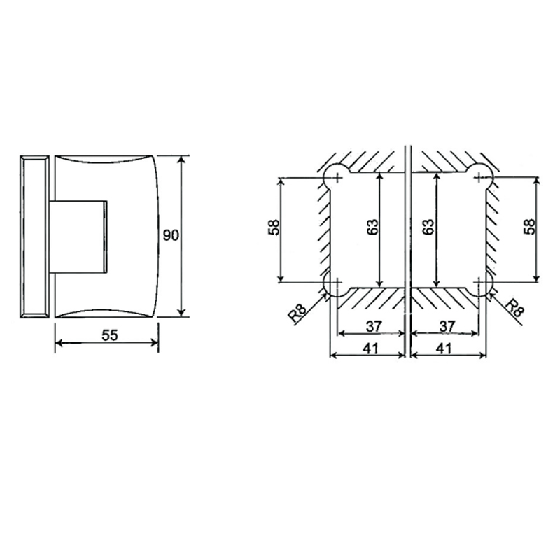 ESH-234-Shower Door Hinges