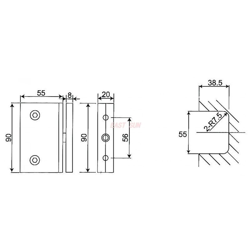 shower hinges for glass doors