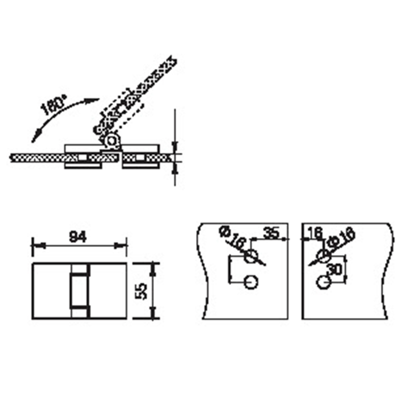 FSH-302-Folding Shower Hinges