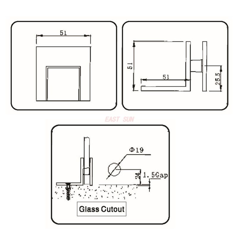 brushed nickle glass clamps 
