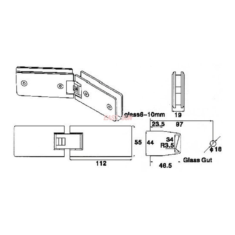 hinge for glass shower door