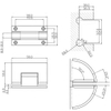 90 Degree Chrom H Type Base Wall To Glass Shower Door Hinge for 1/2″ – 3/8″ Glass